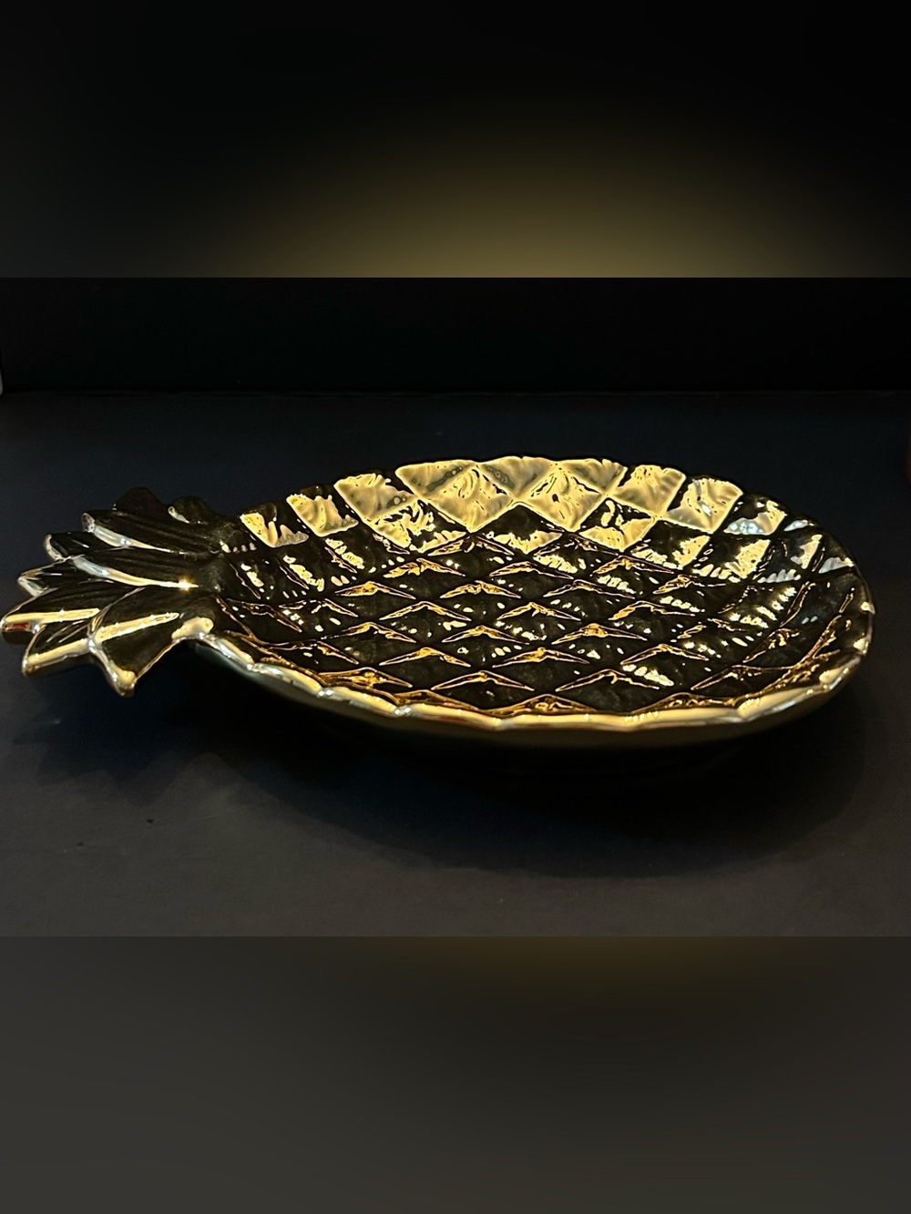 Gold Pineapple Trinket Dish - Home Art Ceramics - Picture 2 of 5